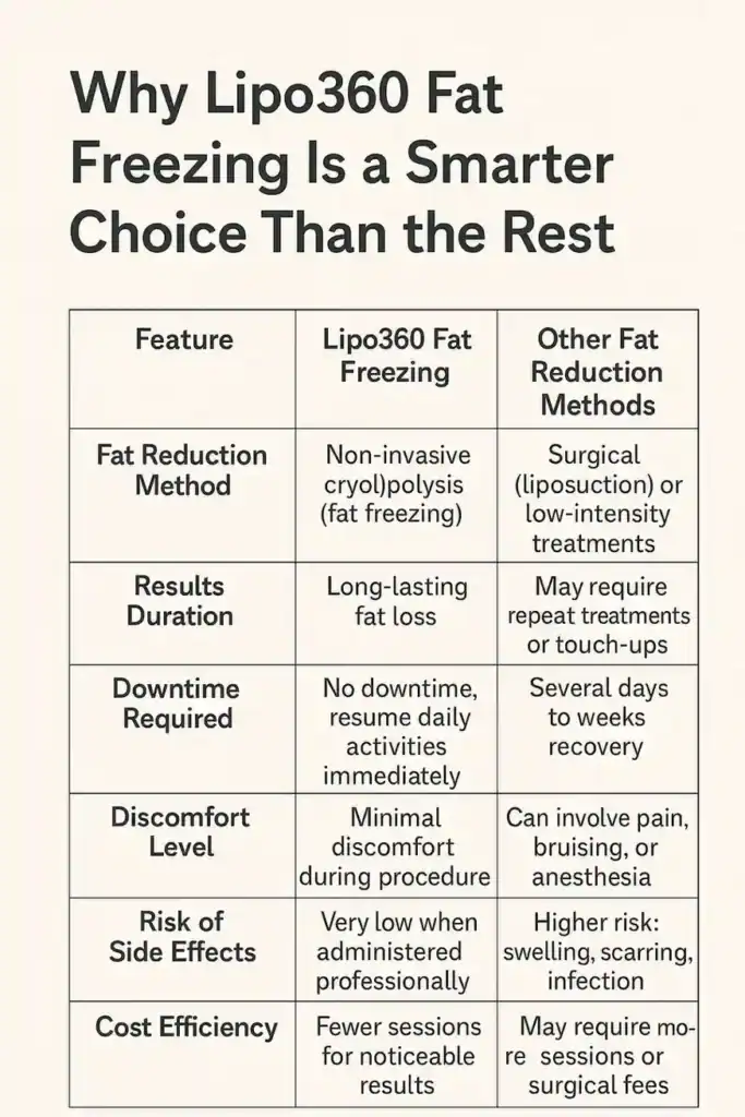 Is it possible to permanently freeze fat cells? 2 Table showing benefits of fat freezing to remove fat cells Bexleyhill from Lipo 360