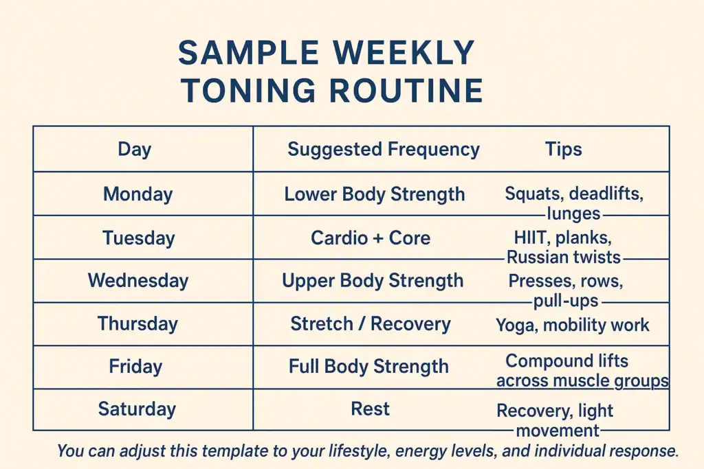 Achieving the Perfect Tone: How Often Should You Exercise for Results? 4 Weekly exercise Bexleyhill plan graphic