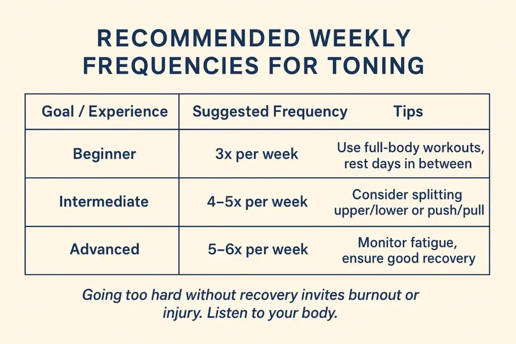 Achieving the Perfect Tone: How Often Should You Exercise for Results? 2 Graphic to show how often you should do exercise to help with toning Bexleyhill